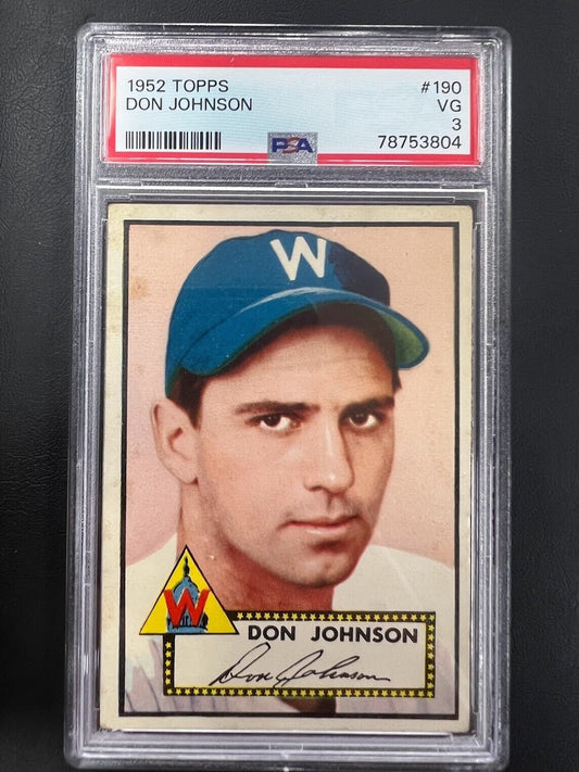 1952 Topps #190 Don Johnson Senators PSA VG 3 J