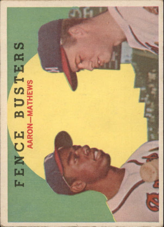 1959 Topps #212 Fence Busters Hank Aaron Eddie Mathews - Vg+