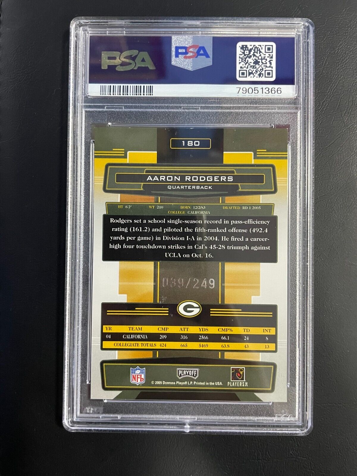 2005 Playoff Absolute Mem Aaron Rodgers Spectrum Silver RC Auto PSA 8 /249