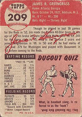 1953 Topps #209 Jim Greengrass RC - FAIR