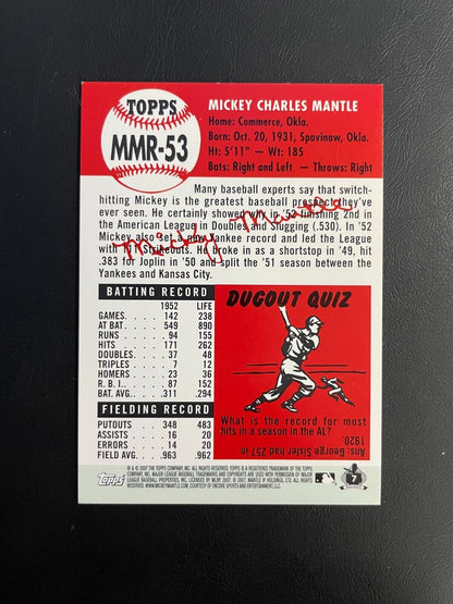 2007 Topps Target Factory Set Mickey Mantle Game Worn Relic #MMR-53 HOF
