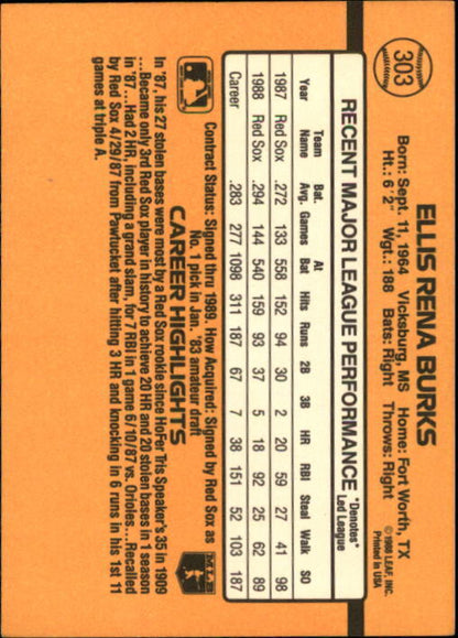 1989 Donruss #303 Ellis Burks - NM