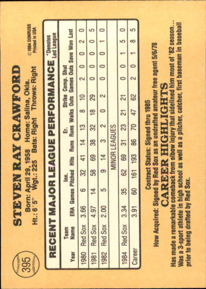 1985 Donruss #395 Steve Crawford - NM