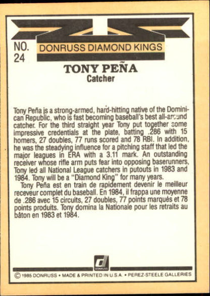 1985 Leaf/Donruss #24 Tony Pena DK - NrMt+