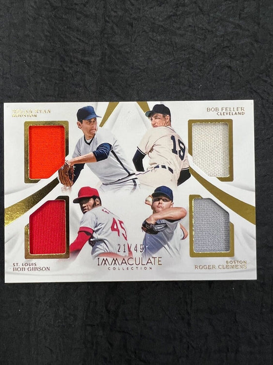 2017 Panini Immaculate Collection Ryan Gibson Feller Clemens Quad Jersey /49