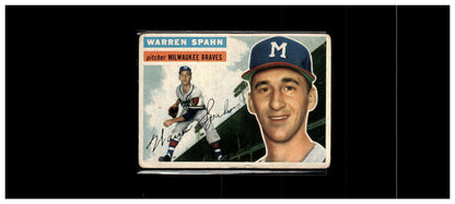 1956 Topps #10b Warren Spahn Gray Back