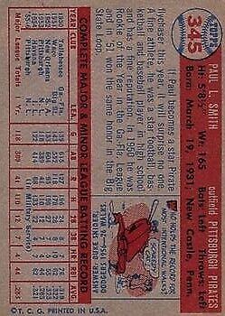 1957 Topps #345 Paul Smith - Vg+