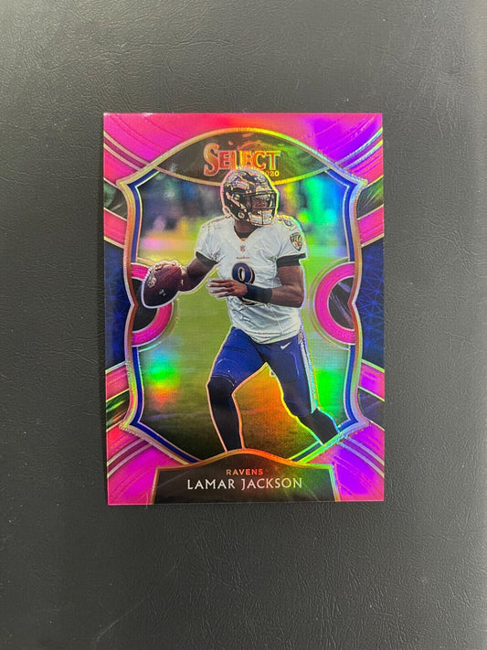 2020 Panini Select Lamar Jackson Pink Prizm Concourse