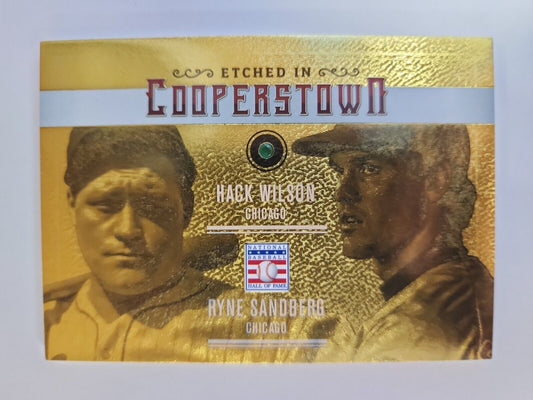 HACK WILSON/ RYNE SANDBERG 2015 ETCHED IN COOPERSTOWN EMERALD GEM #2/5 SP!!