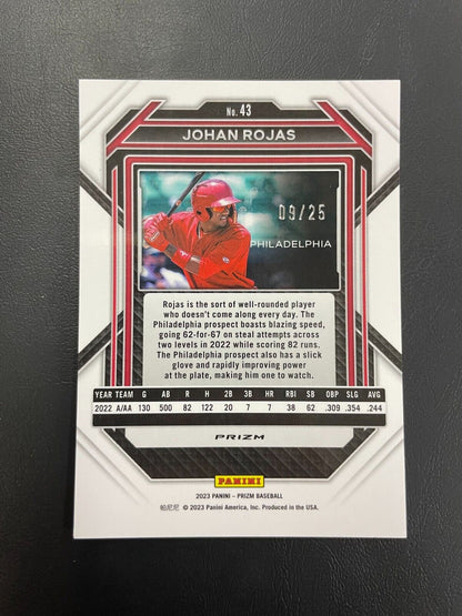 2023 Panini Prizm JOHAN ROJAS Mojo Prizm #'d /25 PHILLIES Prospect