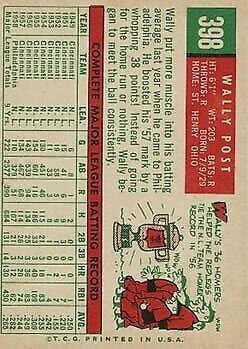 1959 Topps #398 Wally Post - NM