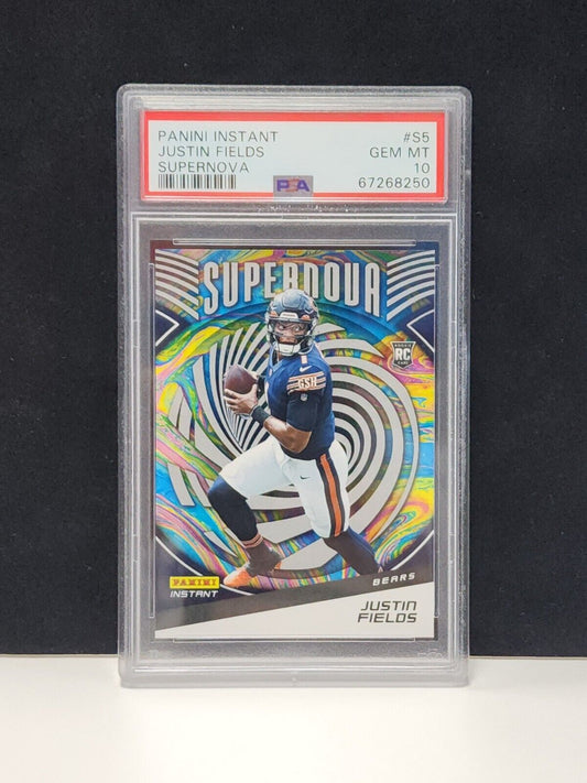 2021 Panini Instant Justin Fields #S5 Rookie RC Supernova 1/3357 PSA 10
