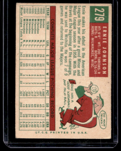 1959 Topps #279 Ernie Johnson - NM