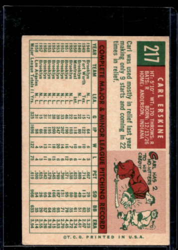 1959 Topps #217 Carl Erskine - NM