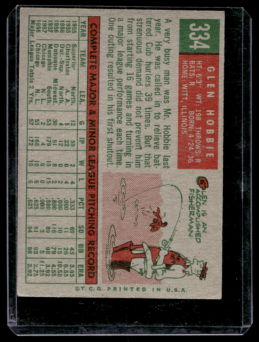 1959 Topps #334 Glen Hobbie - NM