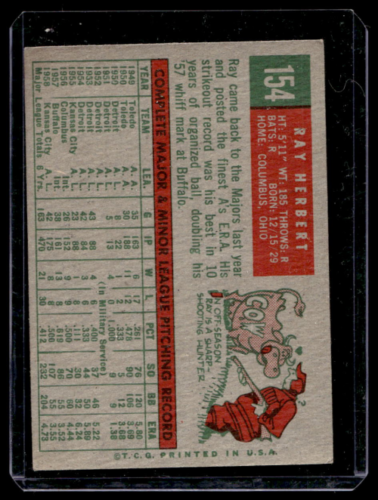 1959 Topps #154 Ray Herbert - NM