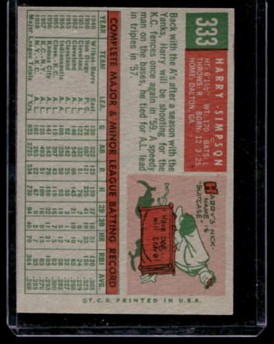 1959 Topps #333 Harry Simpson - NM