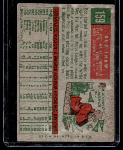 1959 Topps #159 Bob Shaw - NM