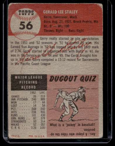 1953 Topps #56 Gerry Staley DP - GOOD