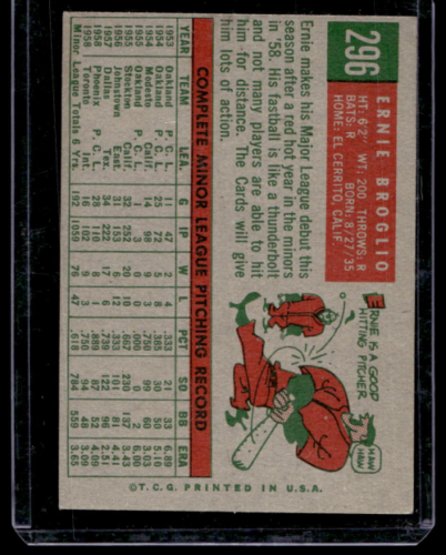 1959 Topps #296 Ernie Broglio RC - NM