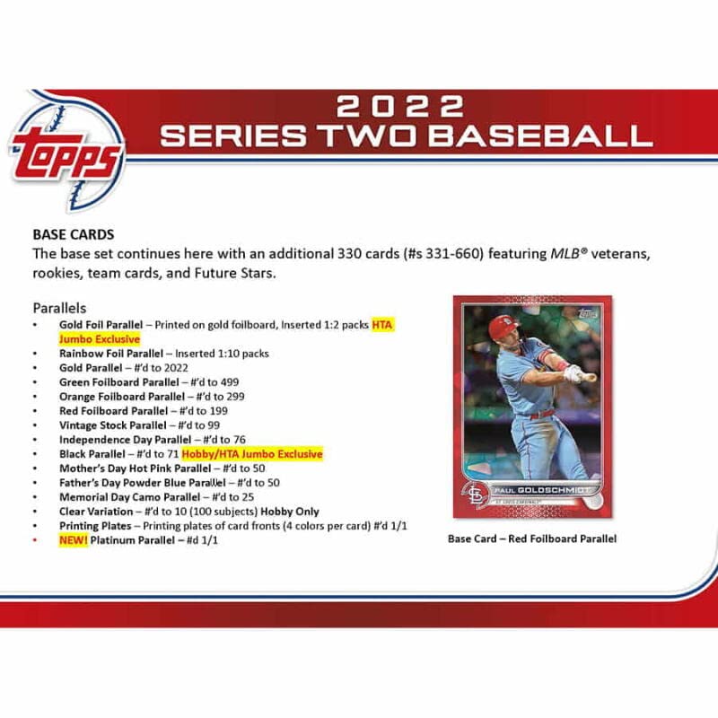 2022 Topps Series 2 Baseball Hobby Box (24 Packs/14 Cards 1 Silver Pack)