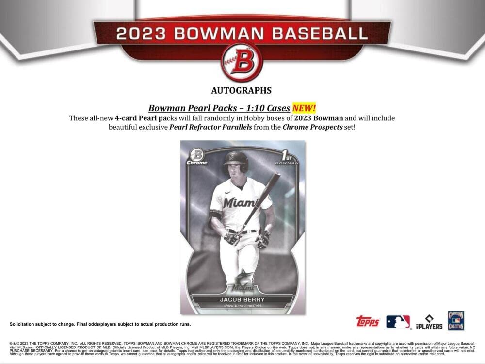 2023 Bowman Baseball Hobby Box (24 Packs/10 Cards: 1 Auto)