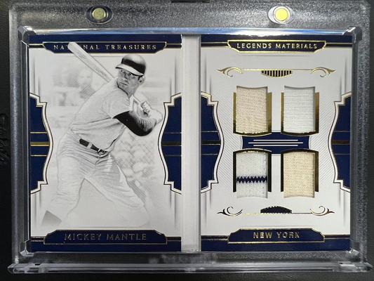 2018 National Treasures Mickey Mantle Legends Materials Booklet Quad Relic /15 J