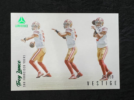 2022 Panini Luminance Trey Lance Vestige VST-TLA Green /10 SSP 49ers