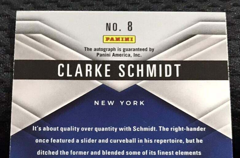 2021 Panini Chronicles Titanium Clarke Schmidt Rookie Card RC Autograph Auto #8