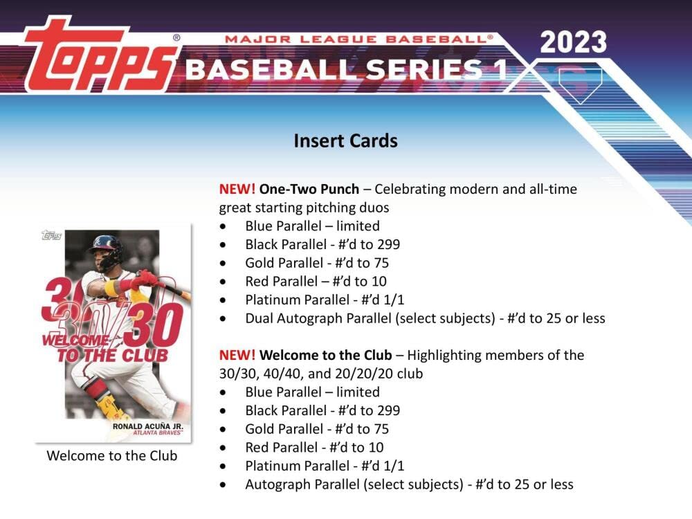 2023 Topps Series 1 Baseball Hobby Box (24 Packs/14 Cards: 1 Auto or Mem, 1 Silver Pack)