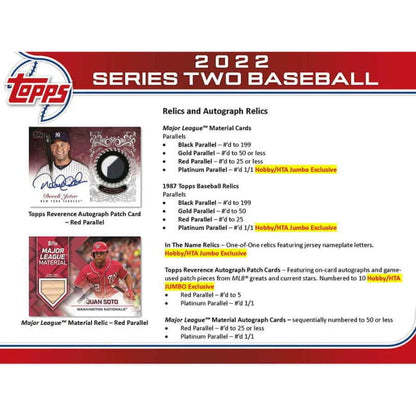 2022 Topps Series 2 Baseball Hobby Box (24 Packs/14 Cards 1 Silver Pack)