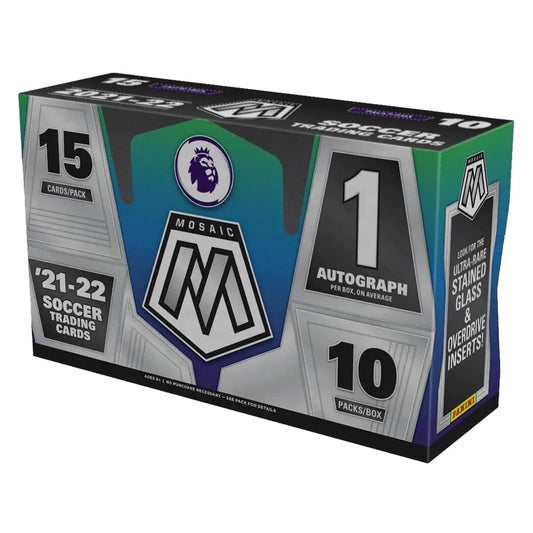 2021-22 Panini Mosaic Premier League Soccer Hobby Box (10 Packs/15 Cards:1 Auto)
