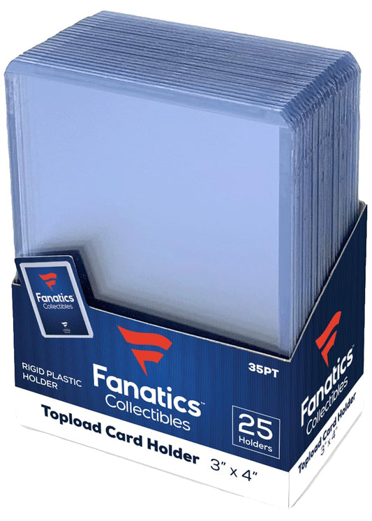 Fanatics Collectibles 35pt 3x4 Top Loaders, 25 Count - Standard Size Clear Rigid Card Holders for Trading Card Protection