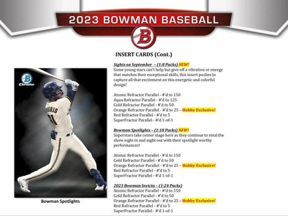 2023 Bowman Baseball Hobby Box (24 Packs/10 Cards: 1 Auto)