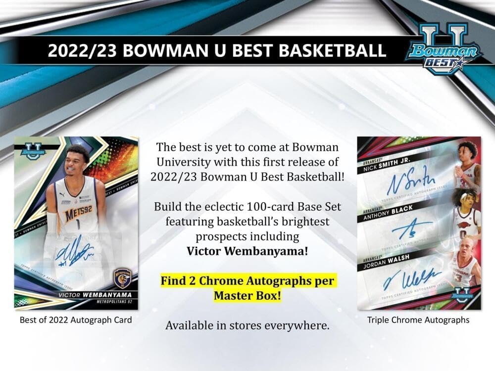 2022/2023 Bowman University's Best Basketball Hobby Box (12 Packs/4 Cards: 2 Autos) Victor Wembanyama!