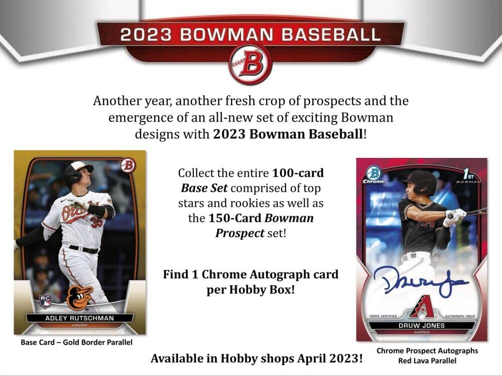 2023 Bowman Baseball Hobby Box (24 Packs/10 Cards: 1 Auto)