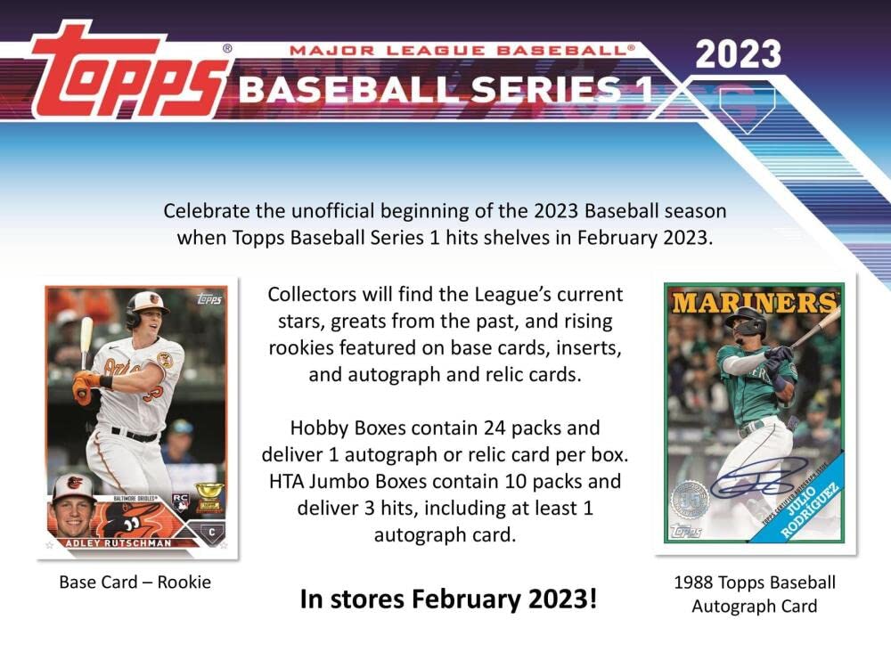 2023 Topps Series 1 Baseball Hobby Box (24 Packs/14 Cards: 1 Auto or Mem, 1 Silver Pack)