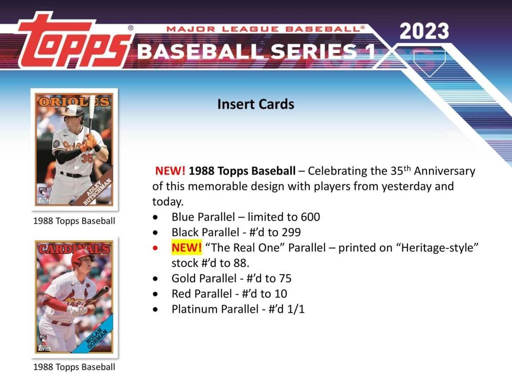 2023 Topps Series 1 Baseball Hobby Box (24 Packs/14 Cards: 1 Auto or Mem, 1 Silver Pack)