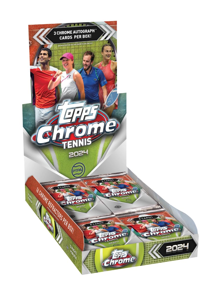 2024 Topps Chrome Tennis Hobby Trading Card Box (3 Chrome Autographs)