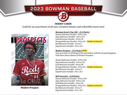 2023 Bowman Baseball Hobby Box (24 Packs/10 Cards: 1 Auto)