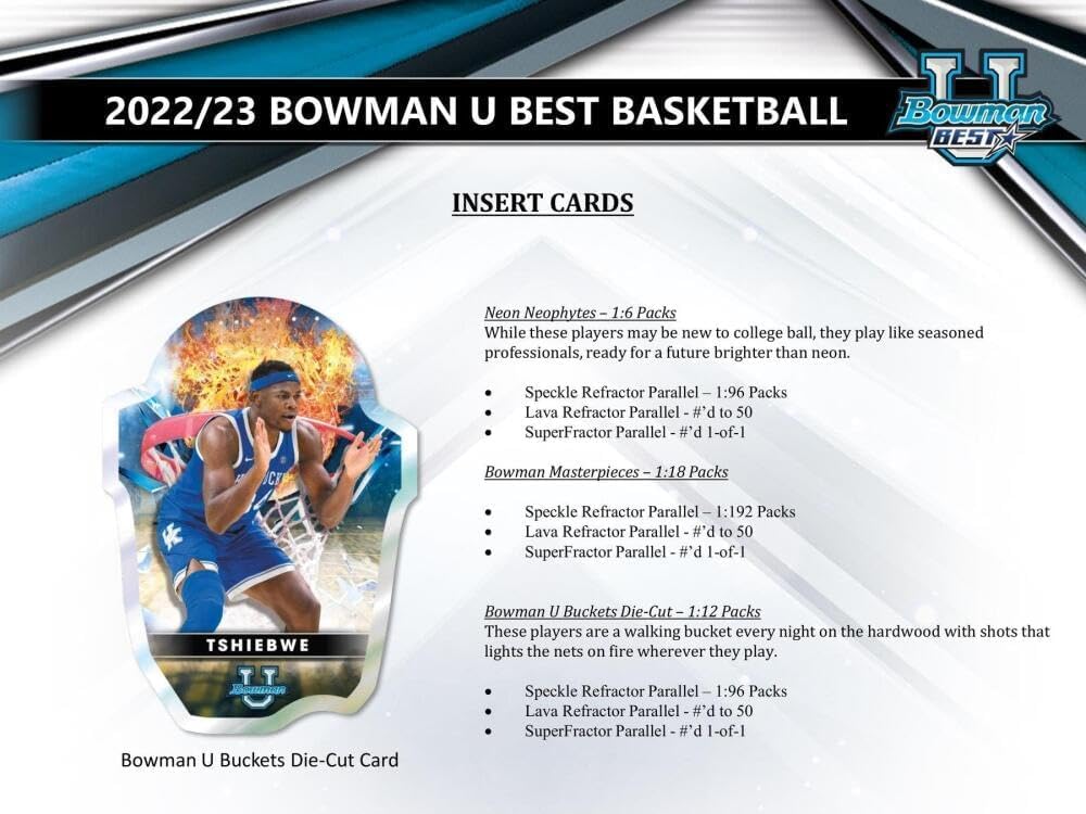 2022/2023 Bowman University's Best Basketball Hobby Box (12 Packs/4 Cards: 2 Autos) Victor Wembanyama!