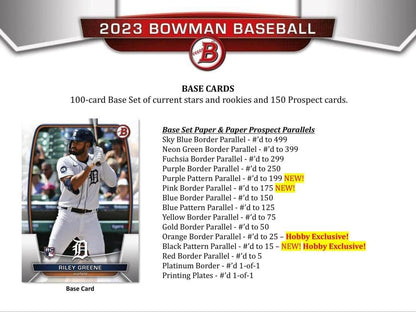 2023 Bowman Baseball Hobby Box (24 Packs/10 Cards: 1 Auto)