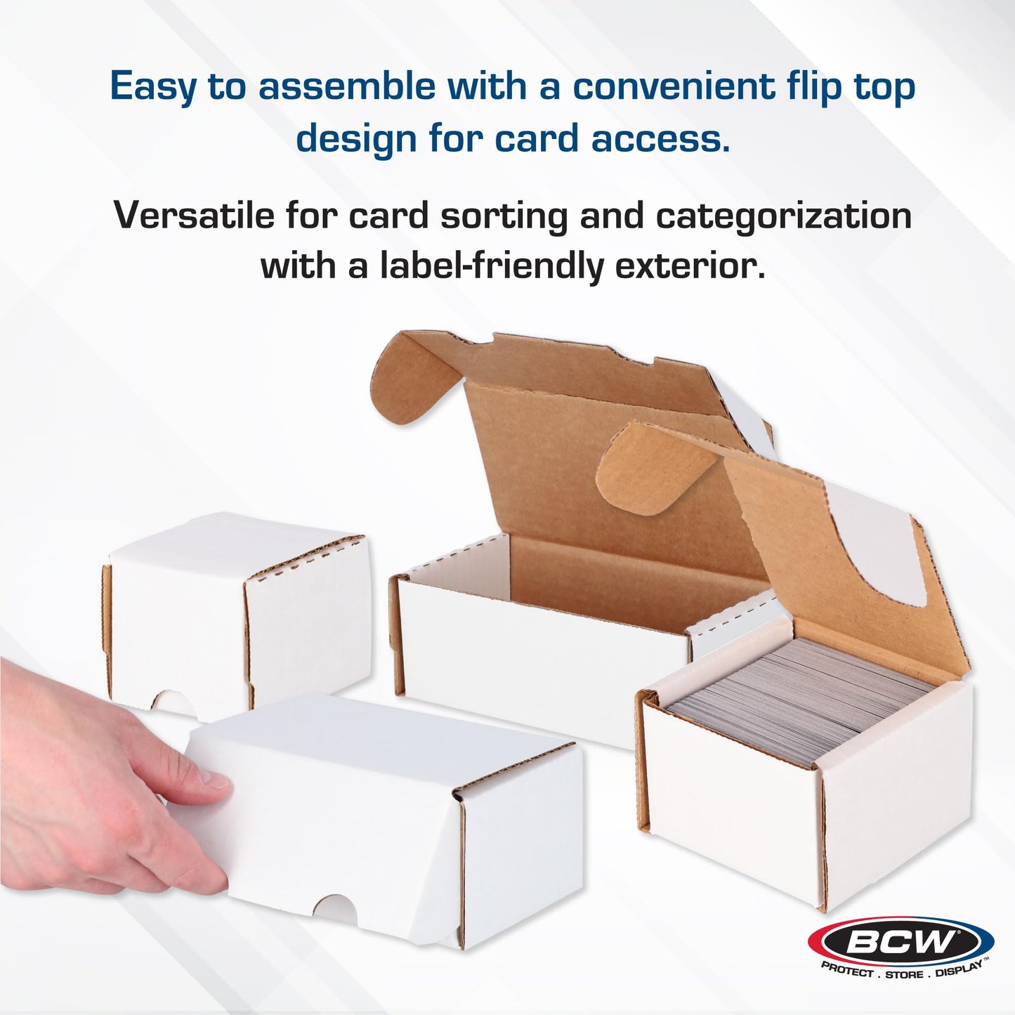 BCW 200-Count Storage Box for Standard 20pt Trading Cards, 200 lb. Test Strength, 50 Pack | Cardboard Organizer for Baseball, Basketball & Football | Assembly Required