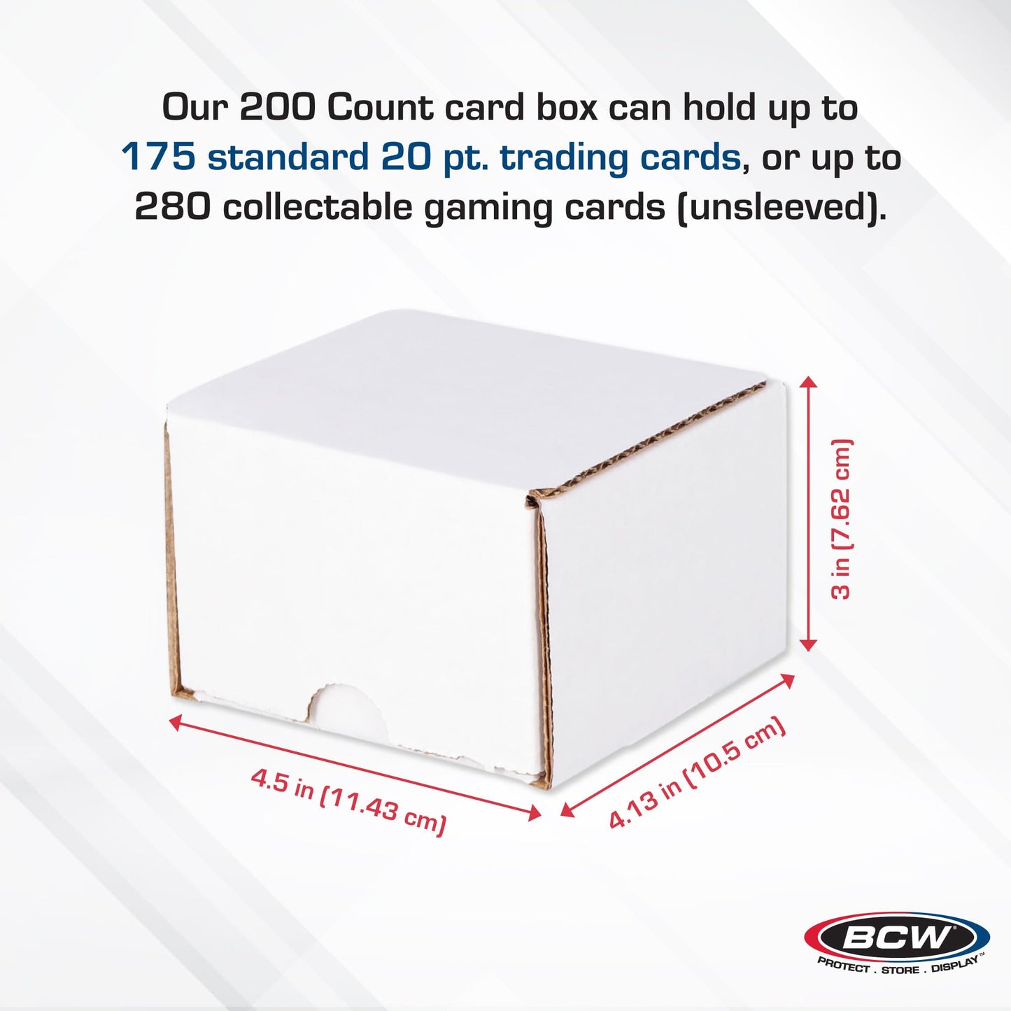 BCW 200-Count Storage Box for Standard 20pt Trading Cards, 200 lb. Test Strength, 50 Pack | Cardboard Organizer for Baseball, Basketball & Football | Assembly Required