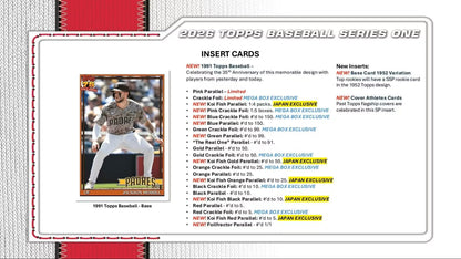 2026 Topps Baseball Series 1 Blaster Box of Packs with Possible Retail Exclusive Holo Foil Parallels and Blaster Exclusive Spring Training Variation Cards