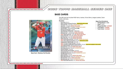 2026 Topps Baseball Series 1 Blaster Box of Packs with Possible Retail Exclusive Holo Foil Parallels and Blaster Exclusive Spring Training Variation Cards