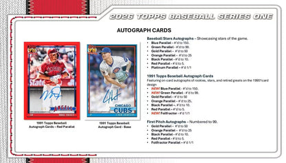 2026 Topps Baseball Series 1 Blaster Box of Packs with Possible Retail Exclusive Holo Foil Parallels and Blaster Exclusive Spring Training Variation Cards