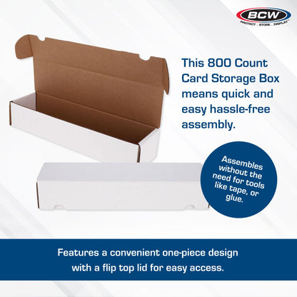 BCW 800 Count Trading Card Storage Box | Cardboard Organizer for Baseball, Basketball, Football Cards, MTG, Pokemon | Card Game Storage & Protection | Card Storage Box | Assembly Required