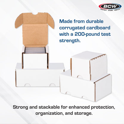 BCW 200-Count Storage Box for Standard 20pt Trading Cards, 200 lb. Test Strength, 50 Pack | Cardboard Organizer for Baseball, Basketball & Football | Assembly Required