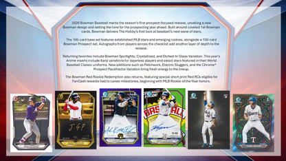 2026 Bowman Baseball Blaster Trading Card Box (Look for Retail Exclusive Green Parallels)